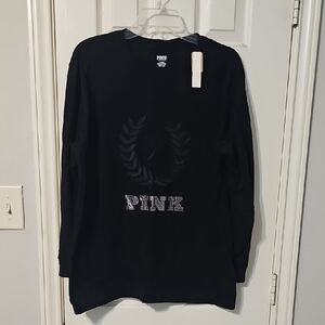 PINK Oversized Long-Sleeve Campus T-Shirt